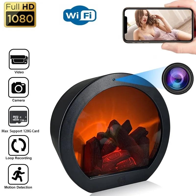 Home Hotel Simulated LED Fireplace Decorative Lamp Mini Camera Wifi Remote Control Desk Decor HD Security Video Surveillance Cam | Fugo Best