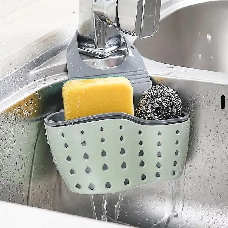 Kitchen Sink Holder Hanging Drain Basket Adjustable Soap Sponge Shelf Organizer Bathroom Faucet Holder Rack Kitchen Accessories | Fugo Best