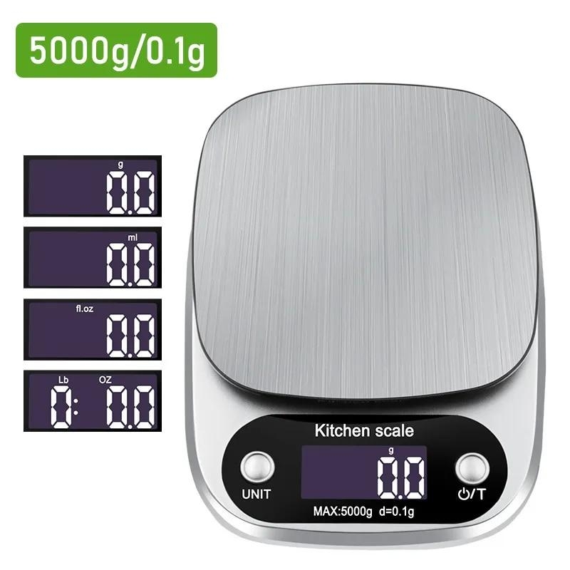 Household Kitchen Scale Electronic Food Scale Baking Scale Measuring Tool Stainless Steel Platform With Lcd Display 5kg/ 0.1g | Fugo Best