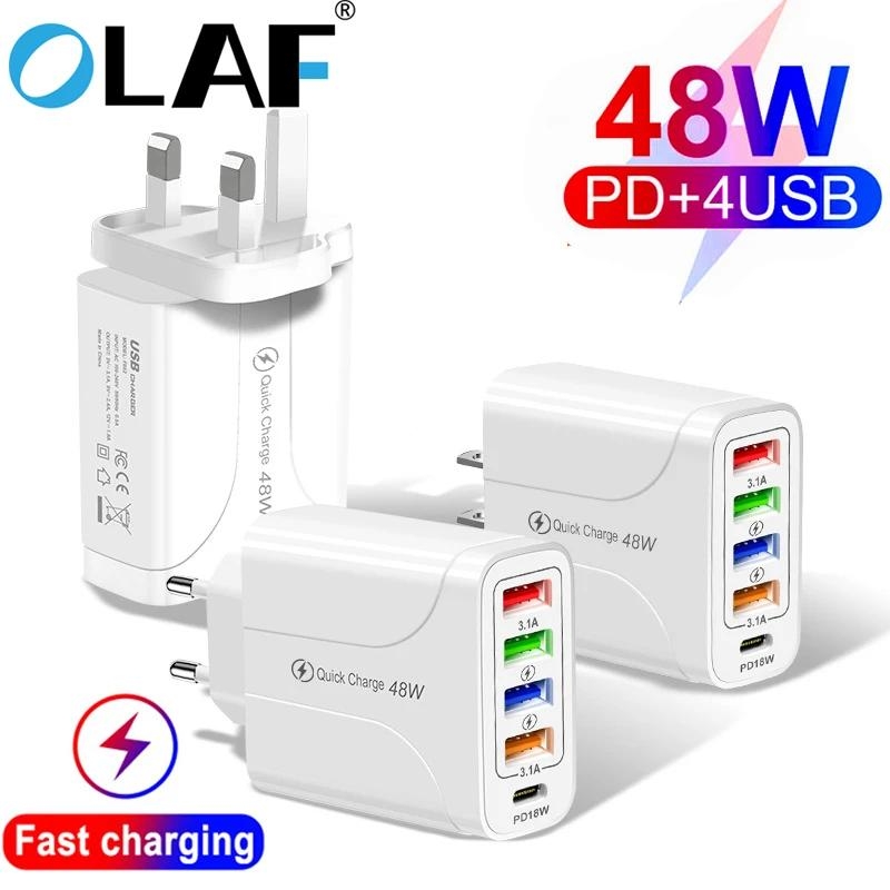 OLAF 48W USB Fast Charger 4-Port Charger Adapter for iPhone 12 13 Pro Max Xiaomi Phone Charger EU/US/UK Plug Fast Power Adapter | Fugo Best