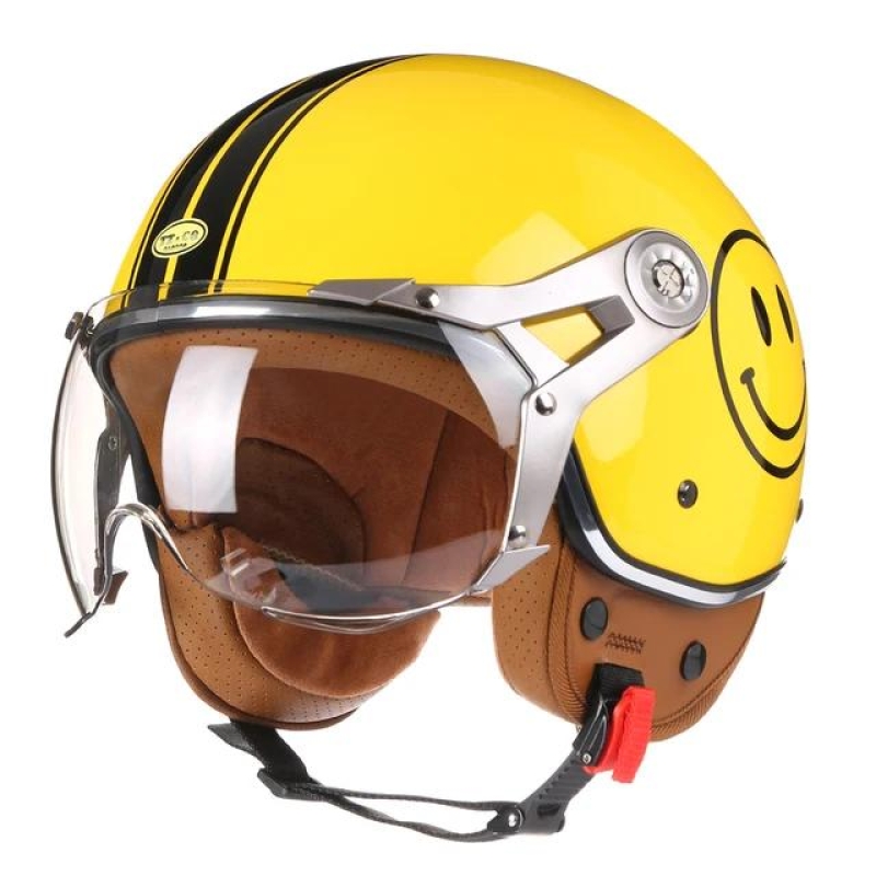 New Open Face 3/4 Motorcycle Helmet Retro Motorbike Helmets Vintage Chopper Capacete De Moto Bike Scooter With For Men Women DOT | Fugo Best