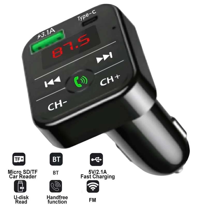 pd Fm Transmitter Bluetooth Wireless Car Kit Handfree Usb 3.1A Fast Car Charger Mp3 Music Aux Player Car Acessories | Fugo Best