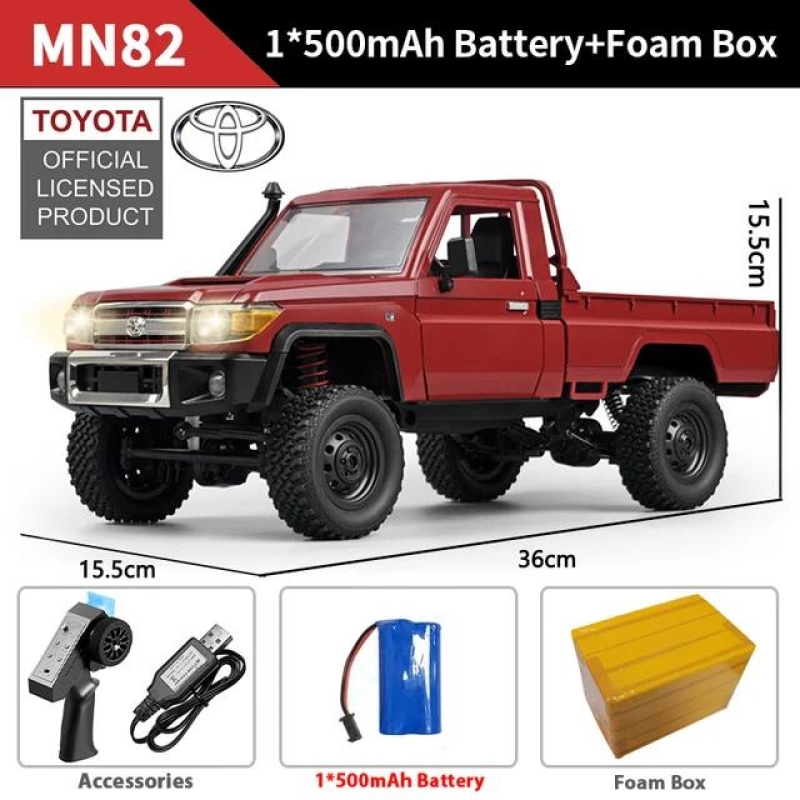 ZWN MN82 Retro Rc Car With LED Lights Full-scale Simulation LC79 Professional 4WD Remote Control Pickup RC Truck Model Toys | Fugo Best