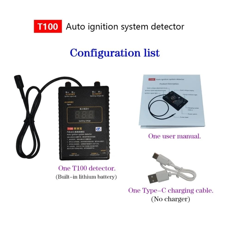 T100 Auto Ignition System Detector for 12V 24V Ignition System to Test Ignition Signal and Spark Voltage | Fugo Best