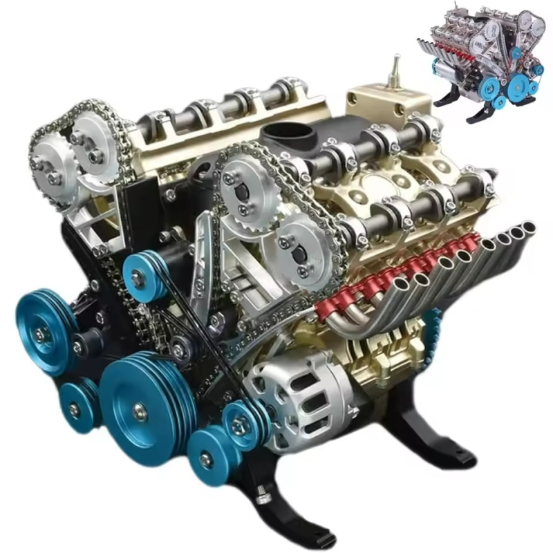 8-Cylinder Car Engine Model Kit Simulation Resin Car Engine Assembly Kit Model Toys Full Metal DIY Metal Engine Model Kits | Fugo Best