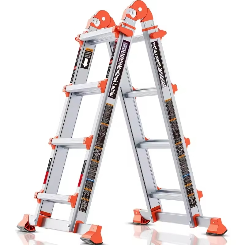 Ladder, A Frame 4 Step Ladder Extension, 14 FT Anti-Slip Multi Position Storage Folding Ladder 330 lbs Security Load Telescoping | Fugo Best