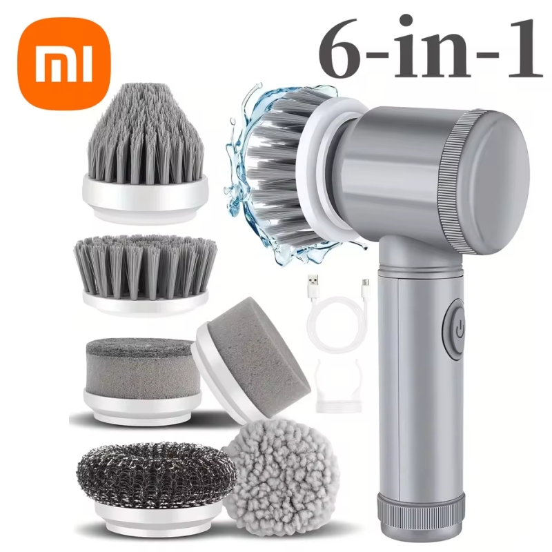 Xiaomi 6-in-1 Electric Cleaning Brush Home Appliances Wireless Electric Floor Scrubber Replaceable Brush Head Home Bathroom | Fugo Best