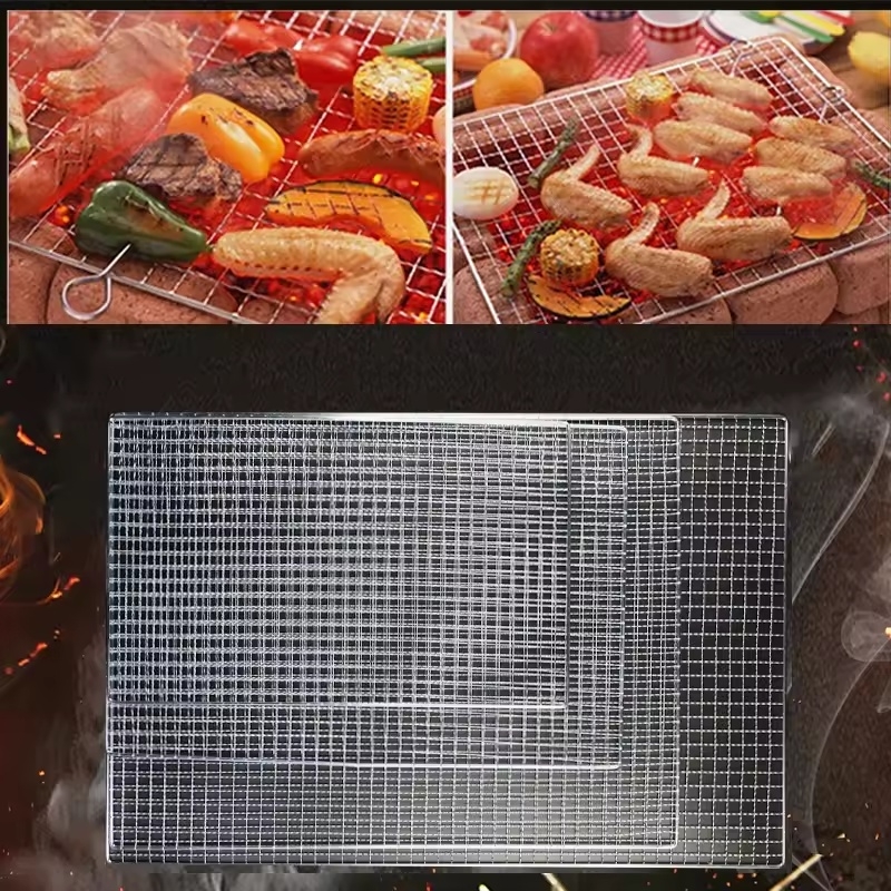 304 Stainless Steel BBQ Mesh Non Stick Grilling Basket Grill Mesh Mat Meat Vegetable Steak Picnic Party Barbecue Tool | Fugo Best