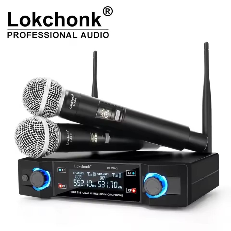 GLXD2 Professional Wireless Microphone System Dual Channel UHF Fixed Frequency Cordless Handheld Dynamic Mic For Karaoke Party | Fugo Best