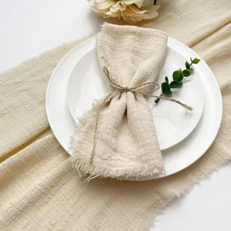 50pcs 32x32cm Wholesale Gauze Cotton Napkin sage green Reusable Tea Towel Wedding Party Christmas Table Decor Retro Burrs napkin | Fugo Best