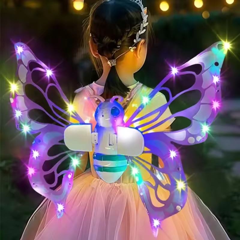  Electric Butterfly Wings Moving Elf Wing with Light Fairy Wings for Kids Birthday Christmas Cosplay Dress Up Angel Girls Toy | Fugo Best