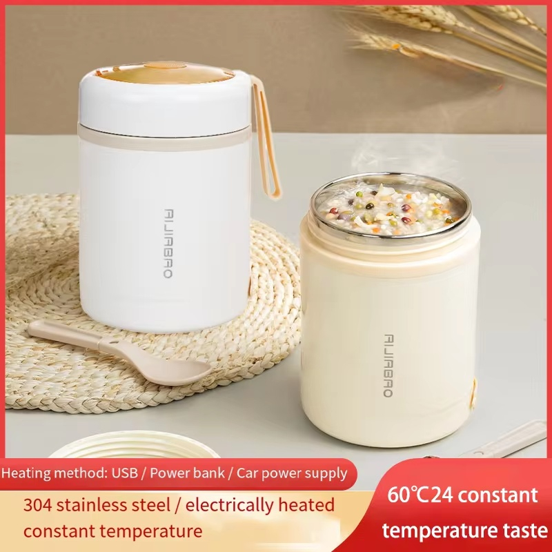  600ML USB Electric Heating Lunch Box Portable Picnic Milk Drink Food Heater Stainless Steel Food Warmer Container 5V 12V 24V | Fugo Best
