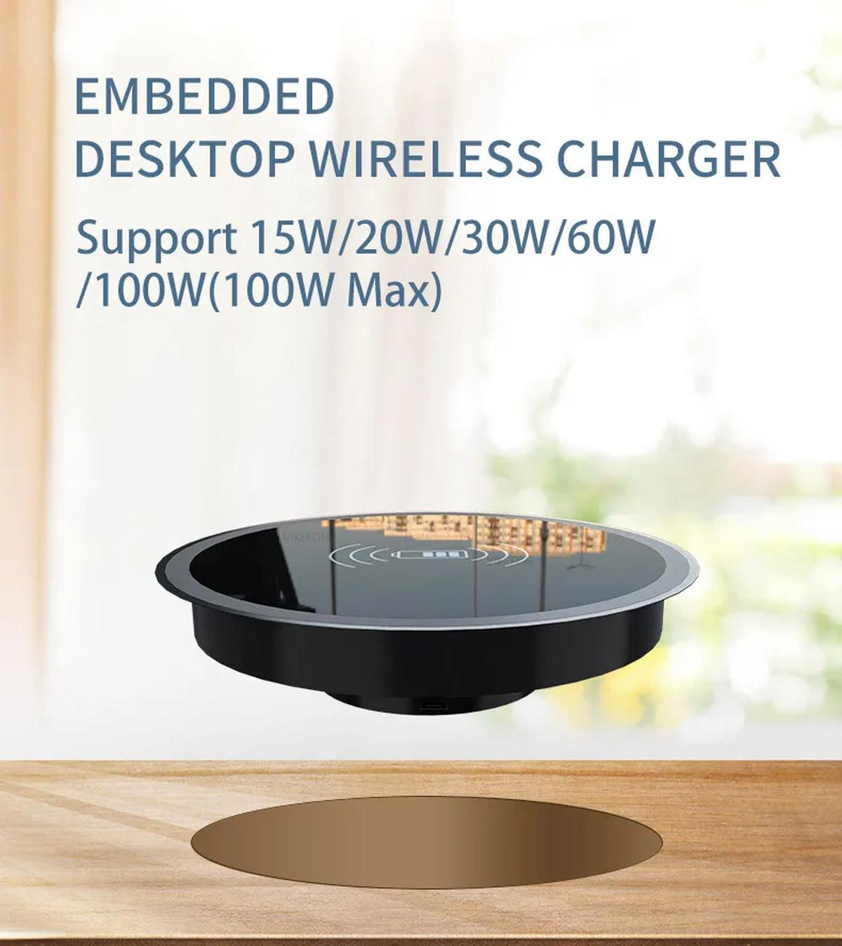 Embedded Wireless Charger for 58mm Hole Hidden Fast Charging For iPhone 17 Pro Max/17/16/15/14/13/12 Samsung S25 Desktop Charge | Fugo Best