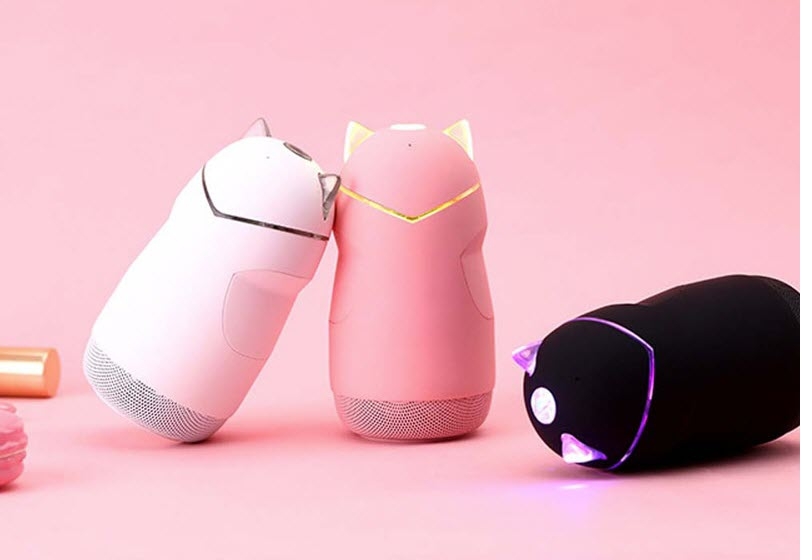 Portable Mini Wireless Bluetooth Speaker Bluetooth 4.2 32G Cat Shape Speakers Support Handfree TF Card Play with LED Light | Fugo Best