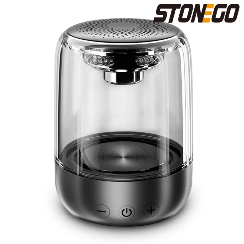 STOENGO True Wireless Stereo Speaker with Transparent Design, Breathing LED Light, TWS Bluetooth 5.0, TF Card & AUX Audio Input | Fugo Best