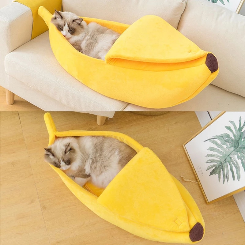 Funny Banana Cat Bed House Cute Cozy Cat Mat Beds Warm Durable Portable Pet Basket Kennel Dog Cushion Cat Supplies Multicolor | Fugo Best