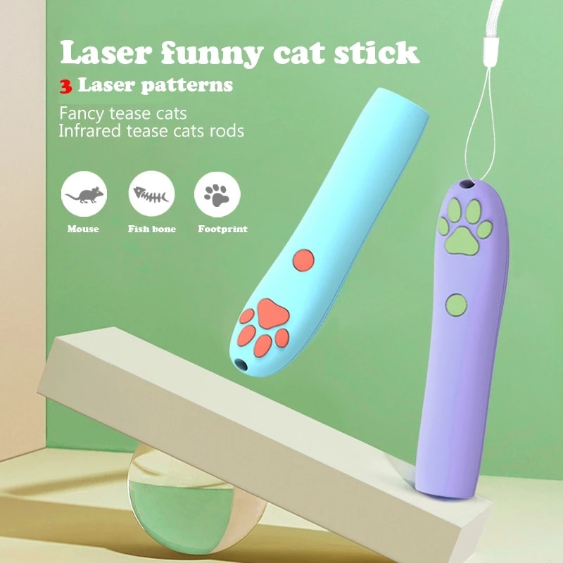 Funny Cat LED Laser Toy Pet Cat Toys LED Pointer light Pen With Bright Animation Mouse/Fish/Foot for Cat Training Accessories | Fugo Best
