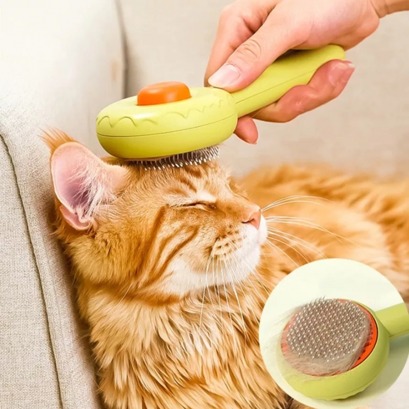 Donut Cat Comb Cat Brush Comb For Dogs Pets Hair Brush Pet Hair Remover Shedding Self Cleaning Comb Pet Grooming And Care | Fugo Best