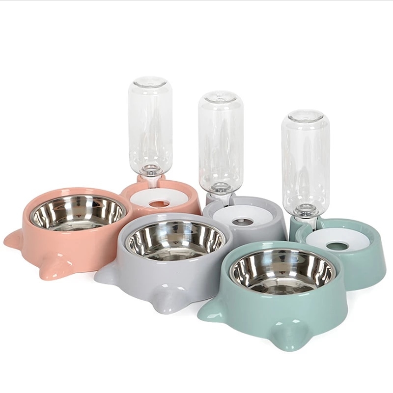 Automatic Pet Cat dog Feeder Bowls Water Dispenser Kitten Drinking Bowl Dogs Feeder Food Dish Stainless Steel Pet Bowl Goods | Fugo Best
