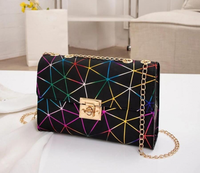 Mini Holographic Geometric Graphic Flap Square Bag | Fugo Best