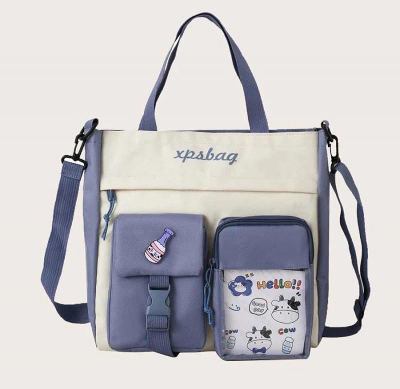 Pocket Front Two Tone Tote Bag | Fugo Best