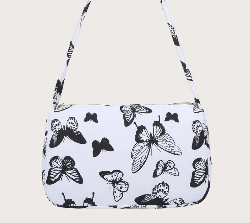 Mini Chain Decor Butterfly Graphic Baguette Bag | Fugo Best