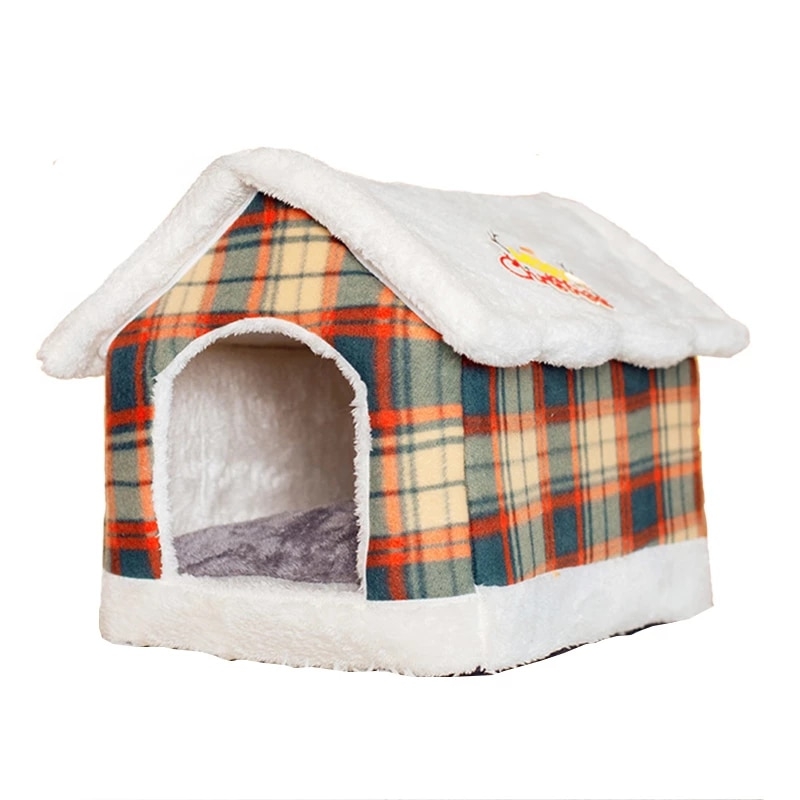 Foldable Dog House Winter Warm Chihuahua Cave Nest Basket for Small Medium Dogs Christmas Snow Cat House Kennel Puppy Bed Mat | Fugo Best