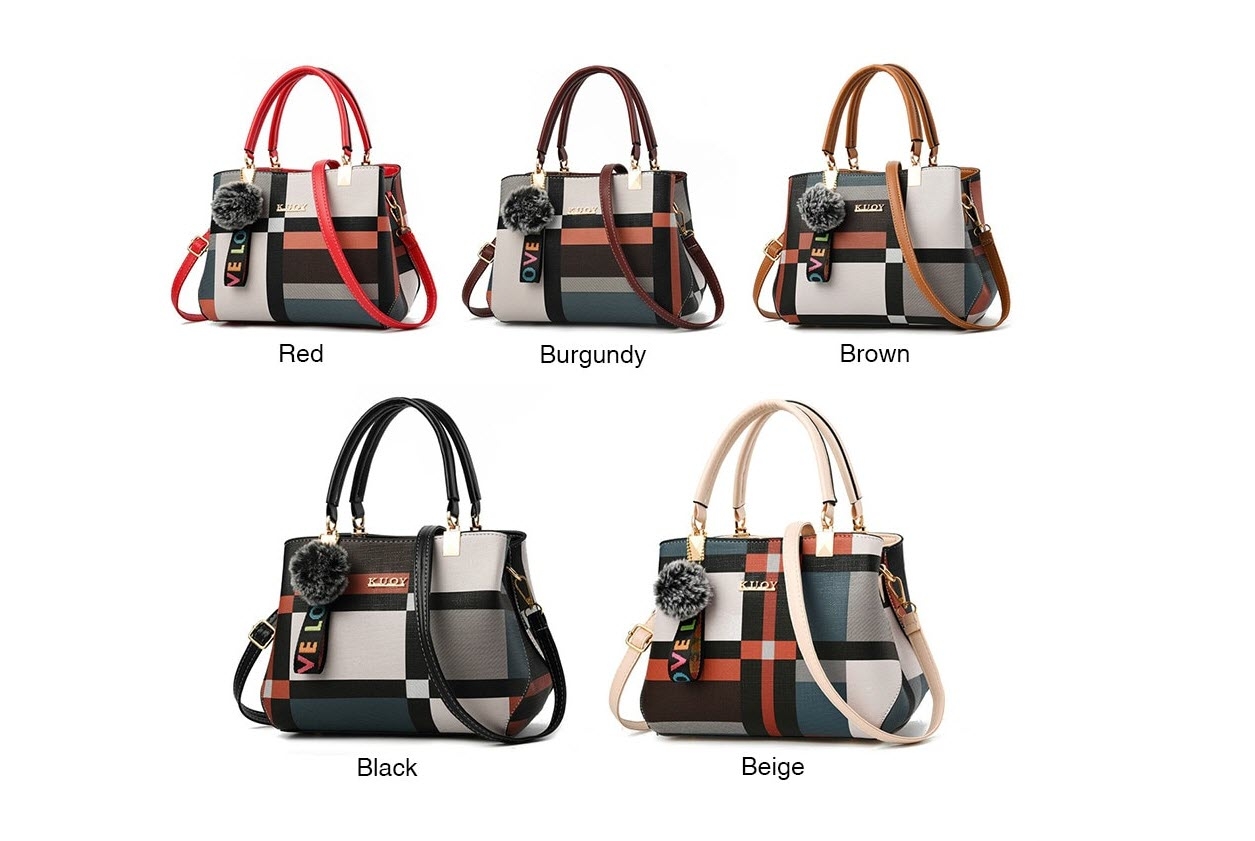 New Casual Plaid Shoulder Bag Fashion Stitching Wild Messenger Brand Female Totes Crossbody Bags Women Leather Handbag | Fugo Best