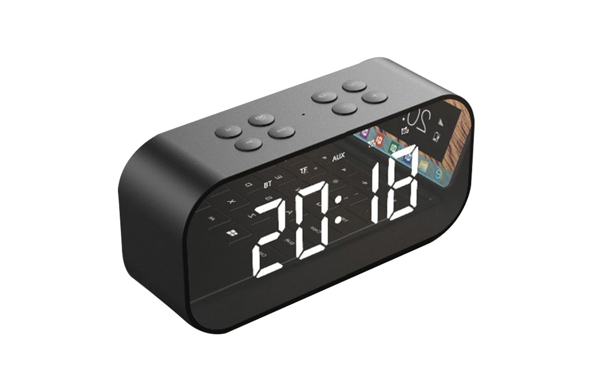 Portable Wireless Bluetooth Speaker Column Subwoofer Music Sound Box LED Time Snooze Alarm Clock for PC Laptop | Fugo Best