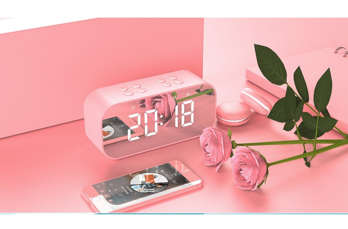 Portable Speaker Wireless Bluetooth Speaker with Alarm Clock mirror Column Subwoofer Music Sound LED wireless speaker | Fugo Best