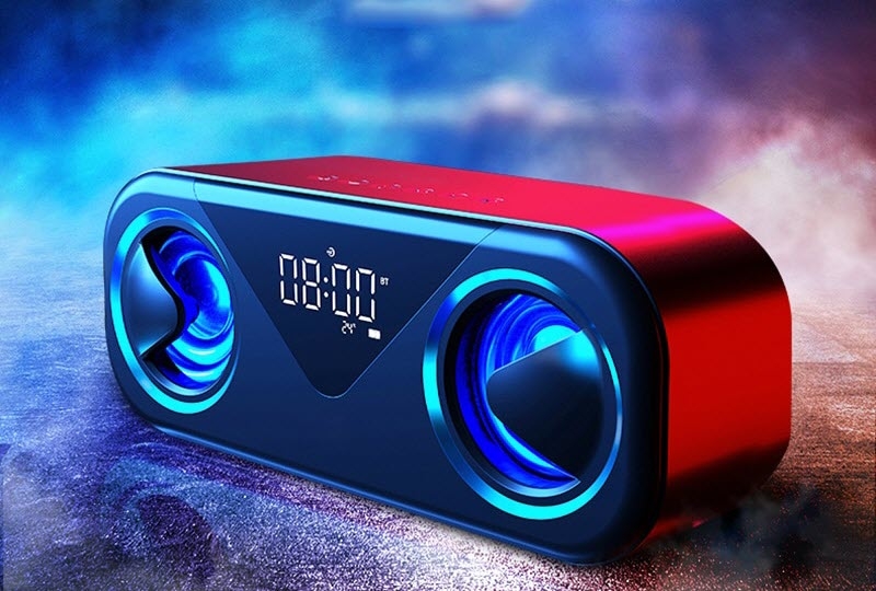 LED Portable Bluetooth Speakers 10W Wireless Stereo Bass Hifi Speaker Support TF card AUX USB Handsfree with Flash LED Clock | Fugo Best