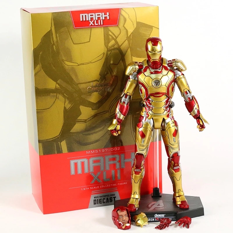 Hot Toys Iron Man Mark XLII MK 42 mit LED Licht 1/6 Scale PVC Figure Sammeln 
