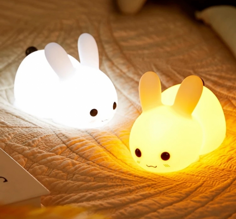 Touch Rabbit Night Lights Silicone Dimmable USB Rechargeable Lamps for Children Baby Gifts Cartoon Cute Animal Bunny Night Lamp | Fugo Best
