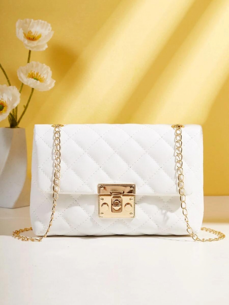 Quilted Twist Lock Flap Chain Bag | Fugo Best