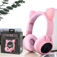 Pink Girl Wireless Headphones RGB Cute Cat Ears Headset With Microphone Noise Cancelling Kid Stereo Music Cat Childrens Gifts | Fugo Best