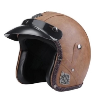 Adult Leather Helmets For Motorcycle Retro Half Cruise Helmet Prince Motorcycle German Helmet Vintage Motorcycle Moto | Fugo Best