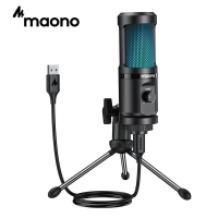 MAONO Gaming USB Microphone Desktop Condenser Podcast Microfono Recording Streaming Microphones With Breathing Light PM461TR RGB | Fugo Best