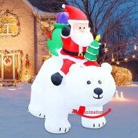 Inflatable Santa Claus Riding A Shaking Polar Bear Christmas Decoration Outdoor with Rotating LED Xmas New Year Party Decor 2023 | Fugo Best