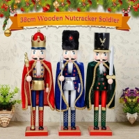 38CM Nutcracker King Soldier Wooden Figurine Christmas Decoration Ornament Handcraft Walnut Puppet Toy Gift New | Fugo Best