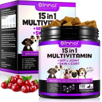 15 in 1 Dog Multivitamin Supplements dog food treats snacks, Immunity, Digestion, Joint and Heart Health Support 150 SOFT CHEWS | Fugo Best