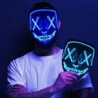 Masquerade Masque Skelet Halloween Party Masks Neon Maske Light Glow Night Horror Mask Glowing Masker Evil Ghost Mask Led Mask | Fugo Best