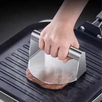 430 stainless steel hamburger meat press circular square burger meat press kitchen tool meat press plate 1PC | Fugo Best