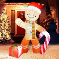 Inflatable Gingerbread Man 240CM LED Lighted Blow Up Decoration with Candy Christmas Decoration Outdoor Garden Parhelion Party | Fugo Best