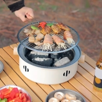 28cm(without carbon)Portable Round Barbecue Stove With Wire Mesh Grill Non-Stick Baking Pan Tabletop Household Camping BBQ Tools | Fugo Best