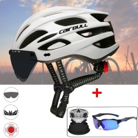Outdoor Cycling Helmet with Taillight Adjustable Men Women Bicycle Helmets with Detachable Lens Sun Visor Mountain Bike Helmets | Fugo Best