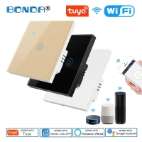 Tuya WiFi Smart Light Switch Eu Luxuray Glass Panel Touch Sensor Smart Life Wall Switch 220V Voice Work with Alexa Google Home | Fugo Best