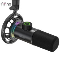 FIFINE Dynamic Microphone for windows&laptop,USB Mic for Gaming with Tap-to-Mute Button/RGB Light/Headphone Jack -K658 | Fugo Best