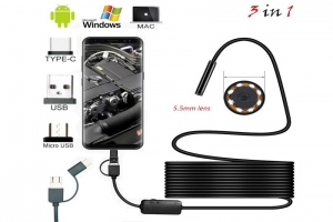 1m 2M 1.5m Wire Mini Endoscope Camera 5.5mm Lens for Android Type-C/USB Borescopes Waterproof Led Lighting Inspection Camera | Fugo Best