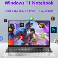 2024 New Laptop Computer Windows 11 Pro Ultra Slim Notebook 14.1 Inch Intel Pentium N3700 16GB 1024GB Office Study PC Computer | Fugo Best